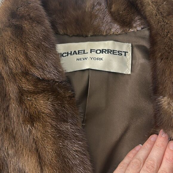 Vintage Michel Forrest NYC Mahogany Mink Fur Coat With Removable Knit Sleeves - Picture 5 of 7